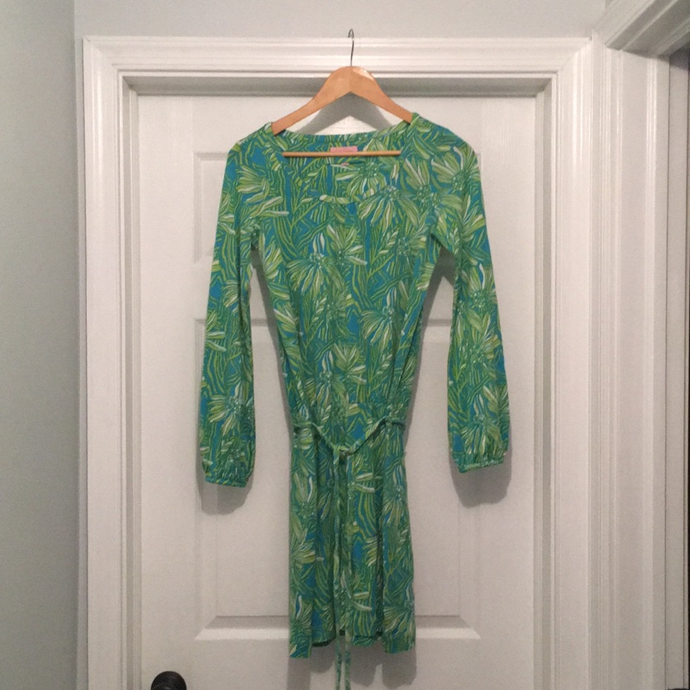 Lilly Pulitzer Green Flower Long Sleeve Dress